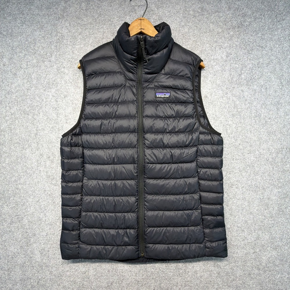 Patagonia Vest Mens Large Black Down Puffer Quilted Full Zip Outdoor 84623SP16